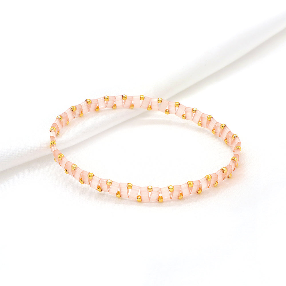 Handmade Colorful Flat Tile Miyuki Tila Beaded Elastic Bracelet