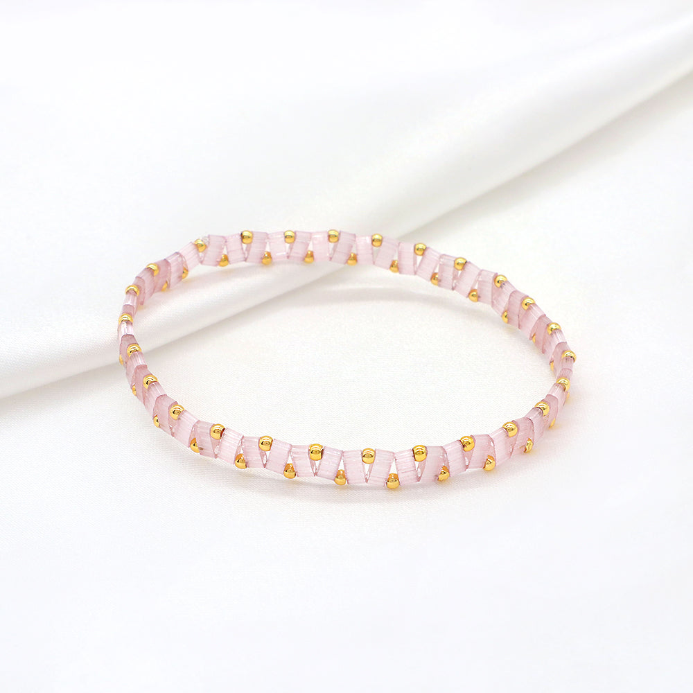 Handmade Colorful Flat Tile Miyuki Tila Beaded Elastic Bracelet