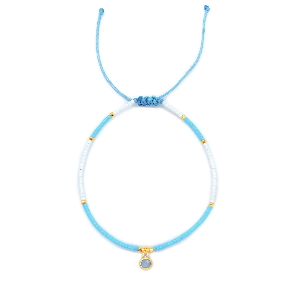 Handmade Adjustable 925 Sterling Silver CZ Charms Miyuki Beads Woven Macrame Bracelet