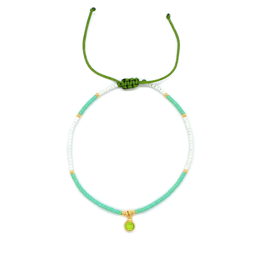 Handmade Adjustable 925 Sterling Silver CZ Charms Miyuki Beads Woven Macrame Bracelet