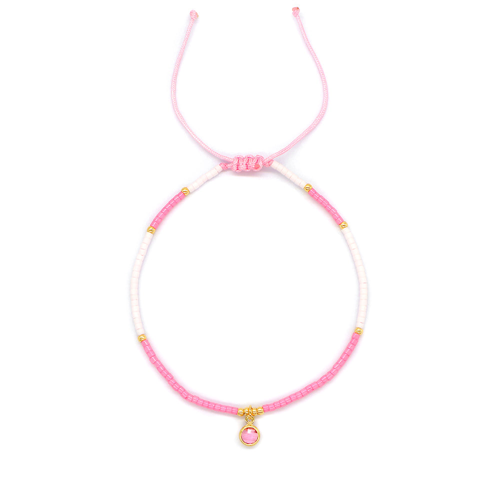 Handmade Adjustable 925 Sterling Silver CZ Charms Miyuki Beads Woven Macrame Bracelet