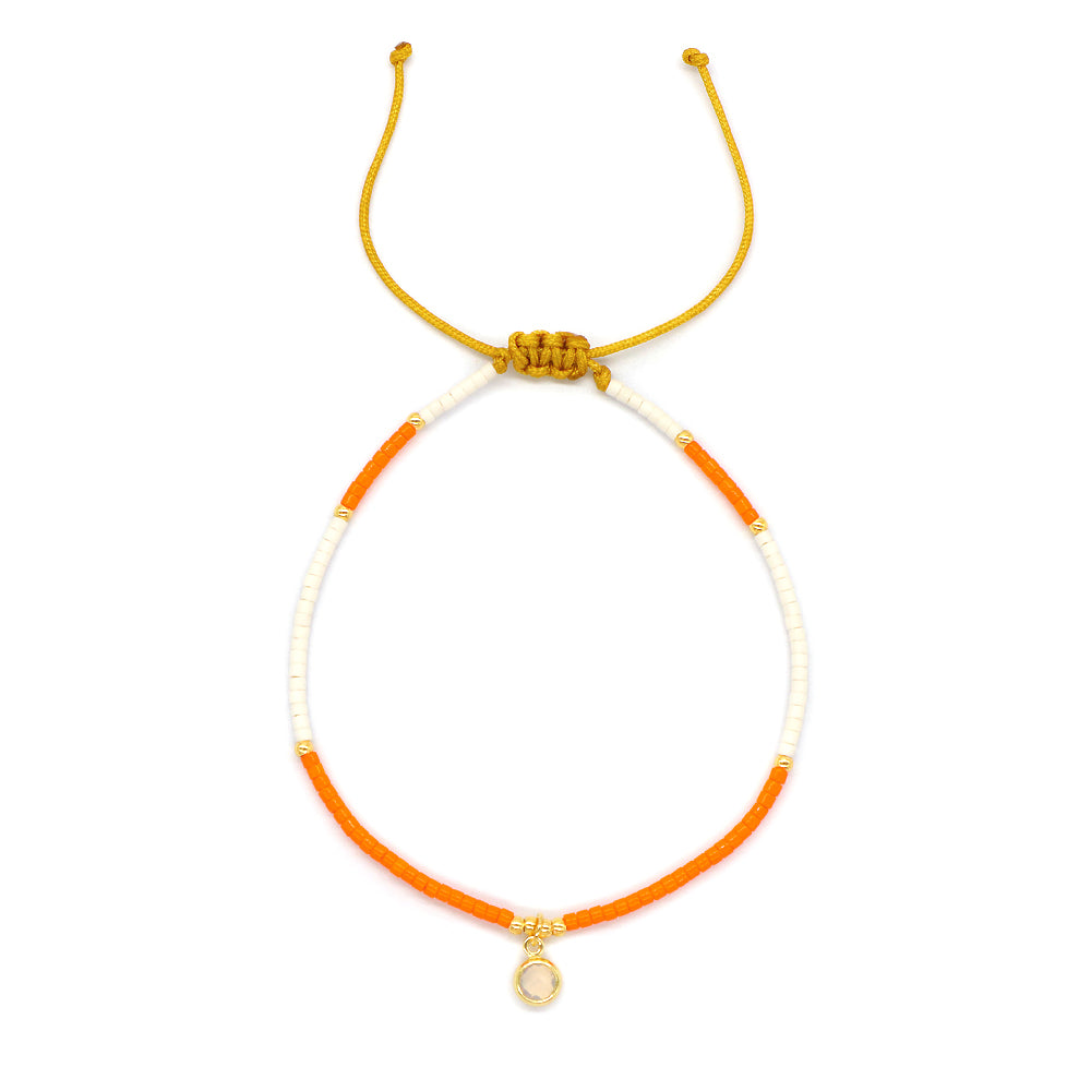 Handmade Adjustable 925 Sterling Silver CZ Charms Miyuki Beads Woven Macrame Bracelet