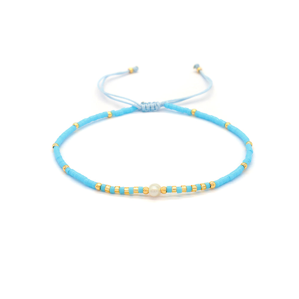 Custom Handmade Adjustable Fresh Water Pearl Miyuki Gold Plated 925 Sterling Silver Beads Braided Bracelet
