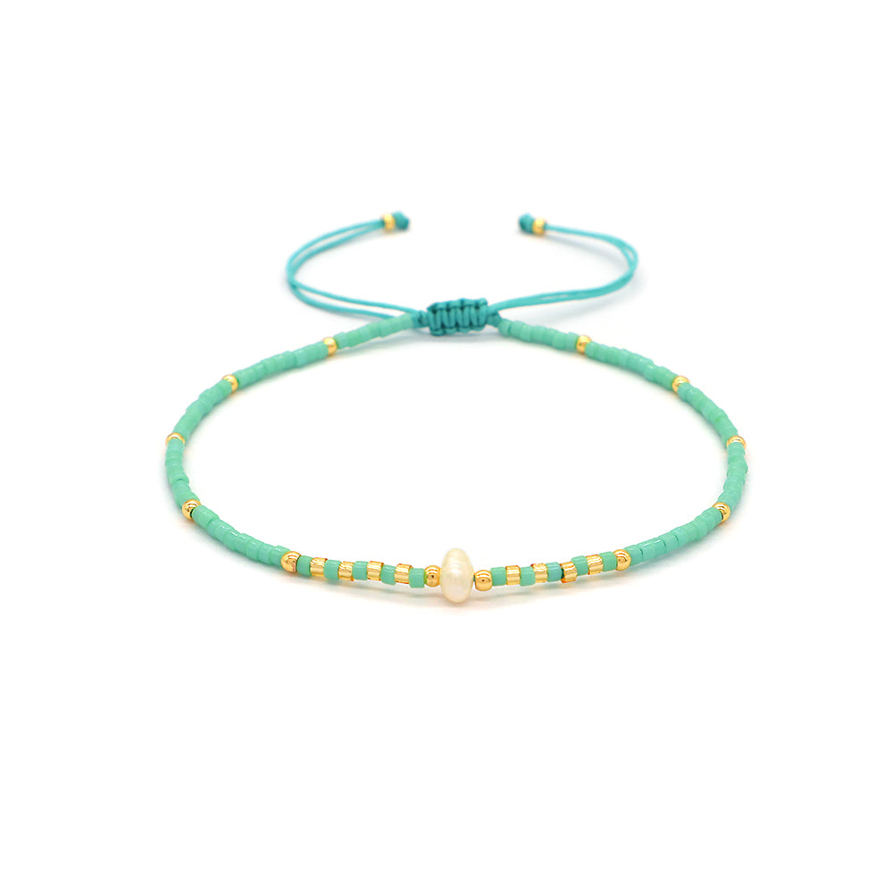 Custom Handmade Adjustable Fresh Water Pearl Miyuki Gold Plated 925 Sterling Silver Beads Braided Bracelet