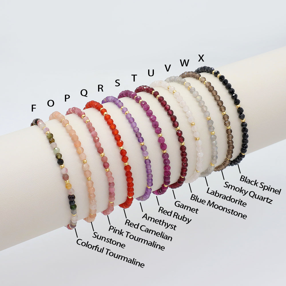 Handmade Custom Gemstone Gold Plated 925 Silver 3mm Natural Stone Beads Macrame Bracelet