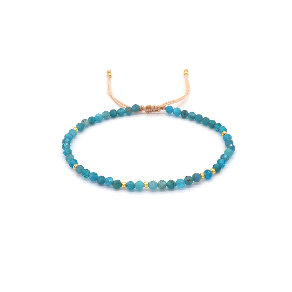 Handmade Custom Gemstone Gold Plated 925 Silver 3mm Natural Stone Beads Macrame Bracelet