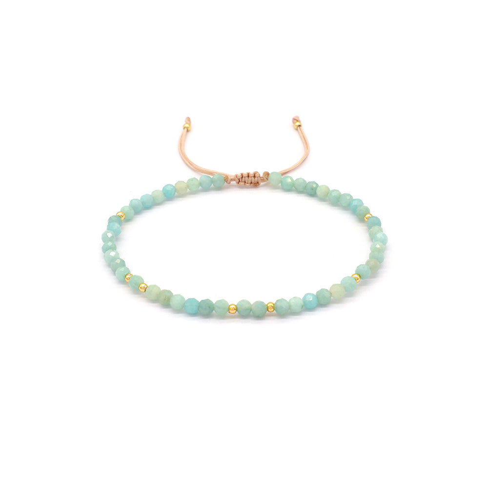 Handmade Custom Gemstone Gold Plated 925 Silver 3mm Natural Stone Beads Macrame Bracelet