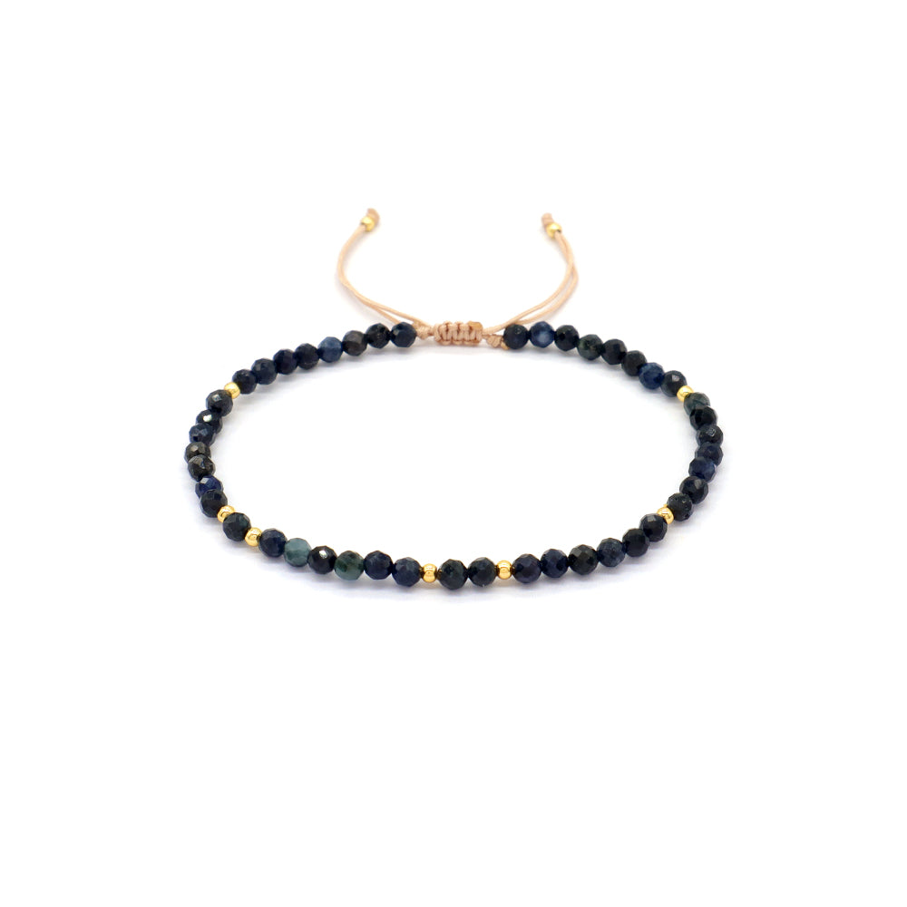 Handmade Custom Gemstone Gold Plated 925 Silver 3mm Natural Stone Beads Macrame Bracelet