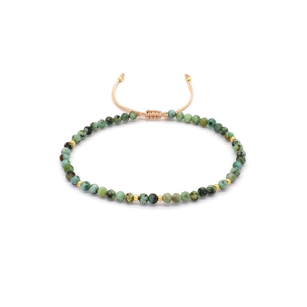 Handmade Custom Gemstone Gold Plated 925 Silver 3mm Natural Stone Beads Macrame Bracelet