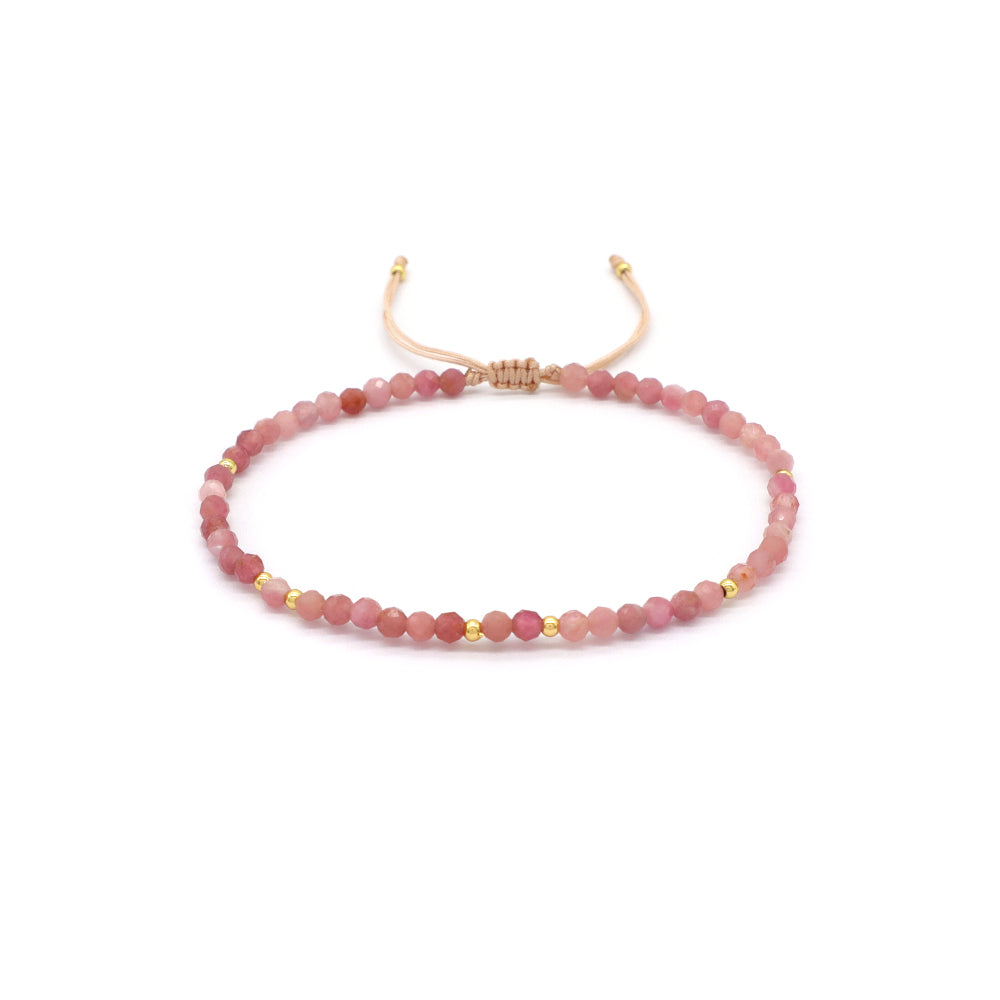 Handmade Custom Gemstone Gold Plated 925 Silver 3mm Natural Stone Beads Macrame Bracelet