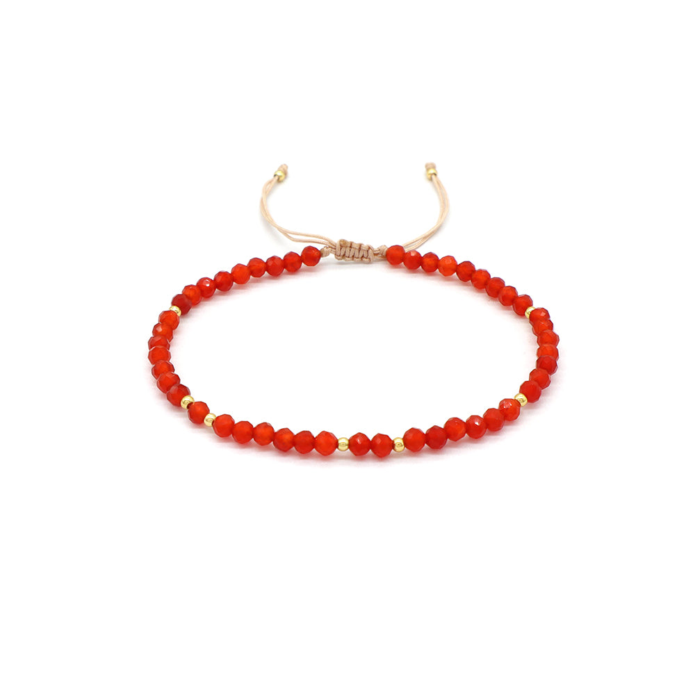 Handmade Custom Gemstone Gold Plated 925 Silver 3mm Natural Stone Beads Macrame Bracelet