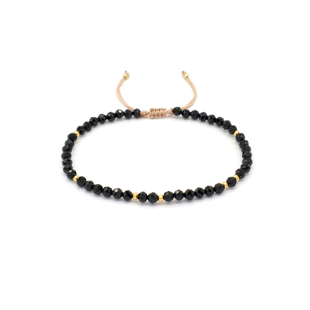 Handmade Custom Gemstone Gold Plated 925 Silver 3mm Natural Stone Beads Macrame Bracelet