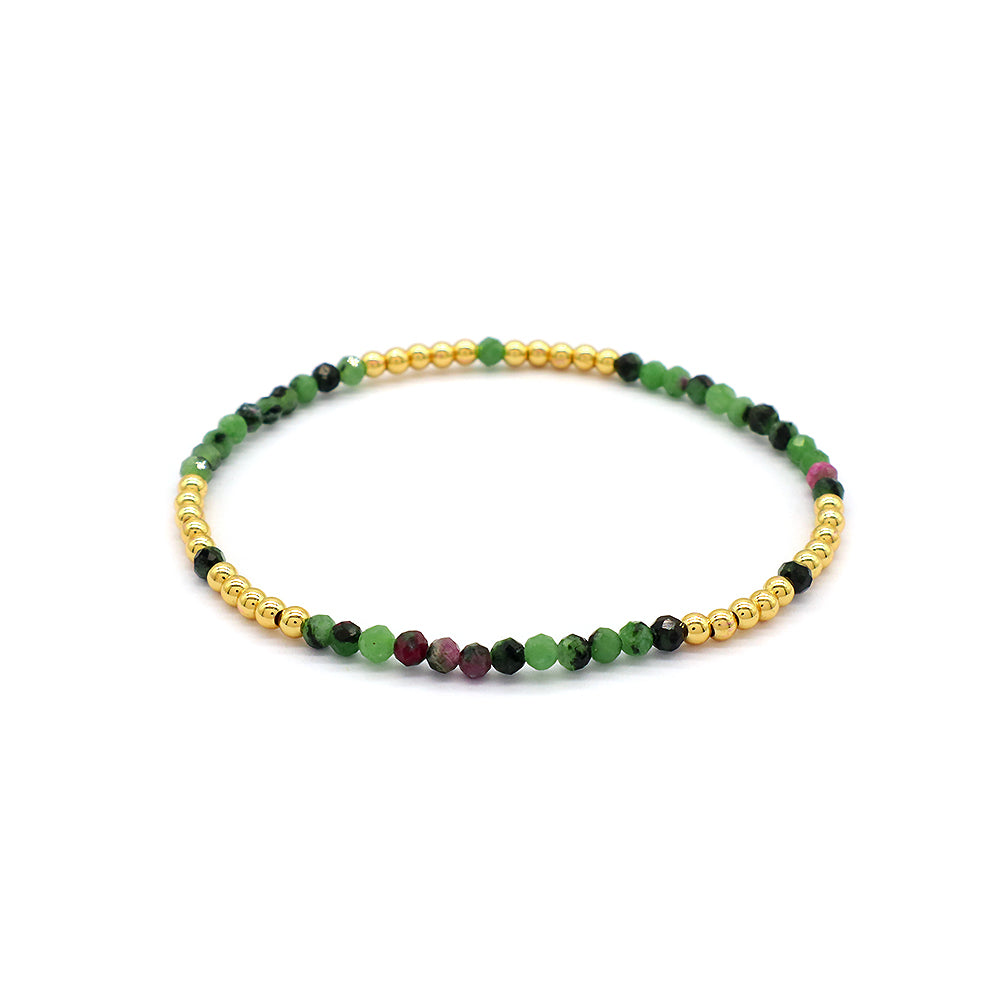 Custom Handmade Stretch Gold Plated Charm Natural Stone Beads Bracelet