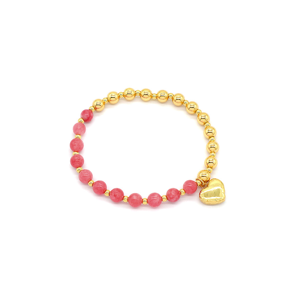 Custom Handmade Stretch Fashion Gold Plated Natural Stone Beads Charm Bracelet