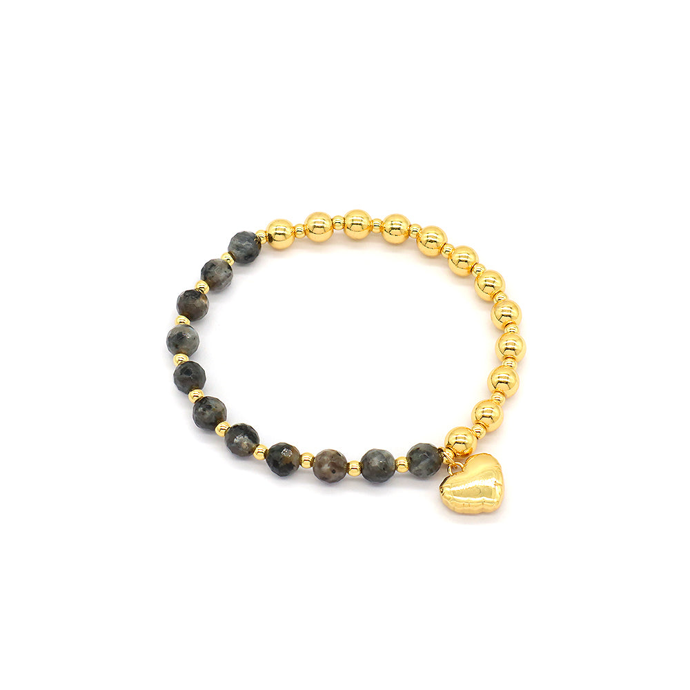Custom Handmade Stretch Fashion Gold Plated Natural Stone Beads Charm Bracelet