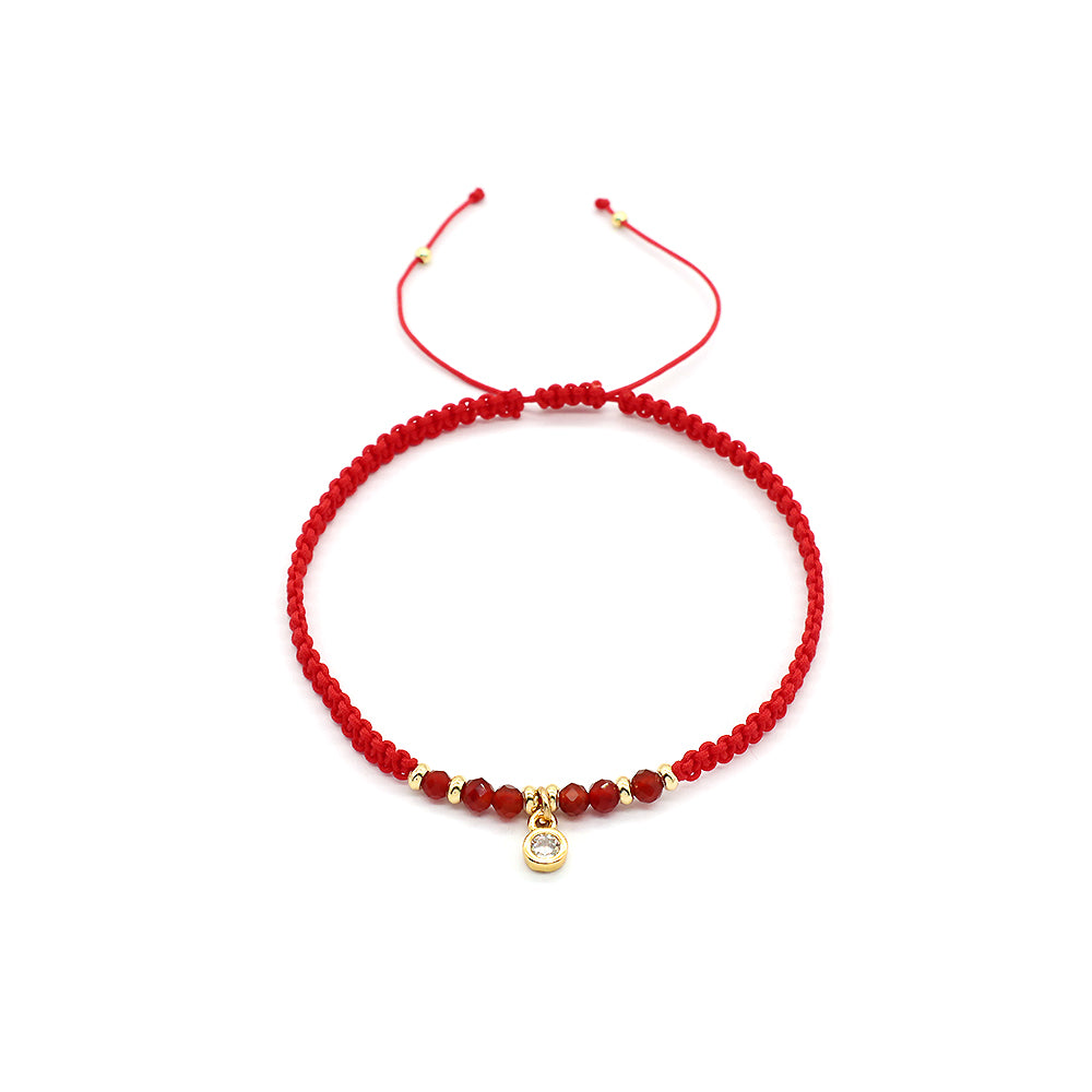 Custom Handmade Fashion Macrame Natural Stone With CZ Charm Gold Plated Bracelet