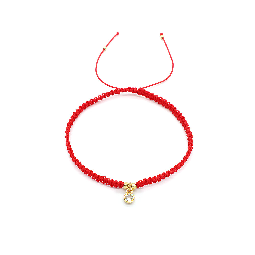 Custom Handmade Fashion Brass CZ Charm Bracelet With Cotton Wire Charm Bracelet