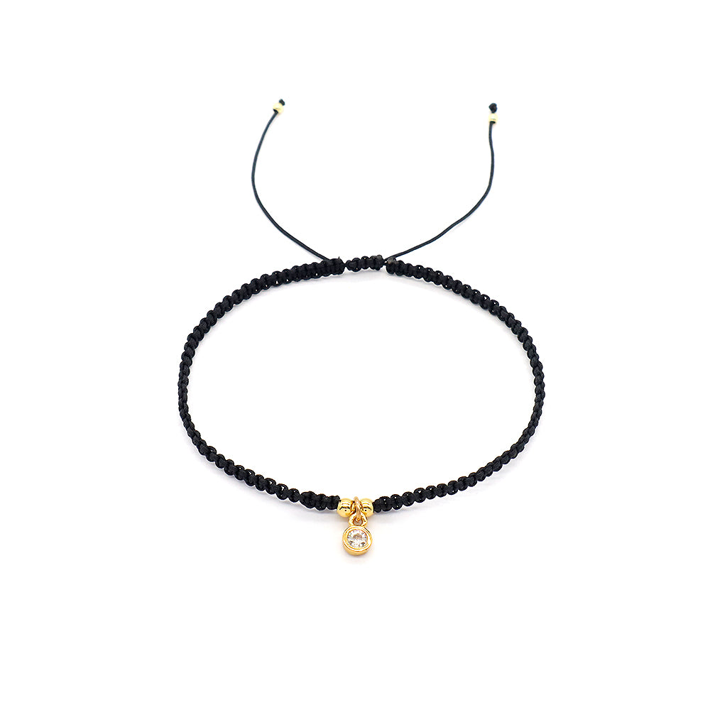 Custom Handmade Fashion Brass CZ Charm Bracelet With Cotton Wire Charm Bracelet