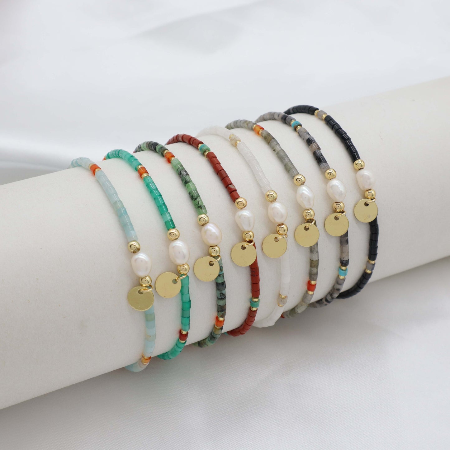 Custom Handmade Fashion Natural Stone Miyuki Beads Fresh Water Pearl Charm Bracelet