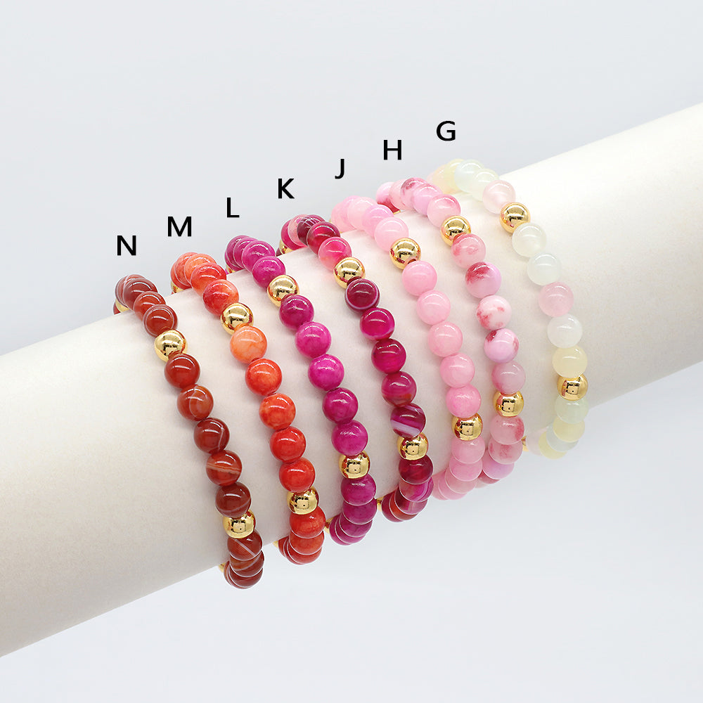 Custom Gold Plated Brass Beads 6mm Natural Stone Beads Gemstone Elastic Handmade Bracelet