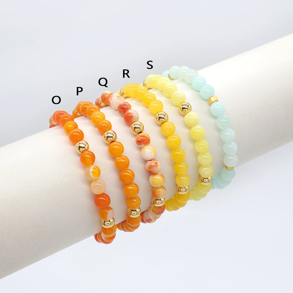 Custom Gold Plated Brass Beads 6mm Natural Stone Beads Gemstone Elastic Handmade Bracelet
