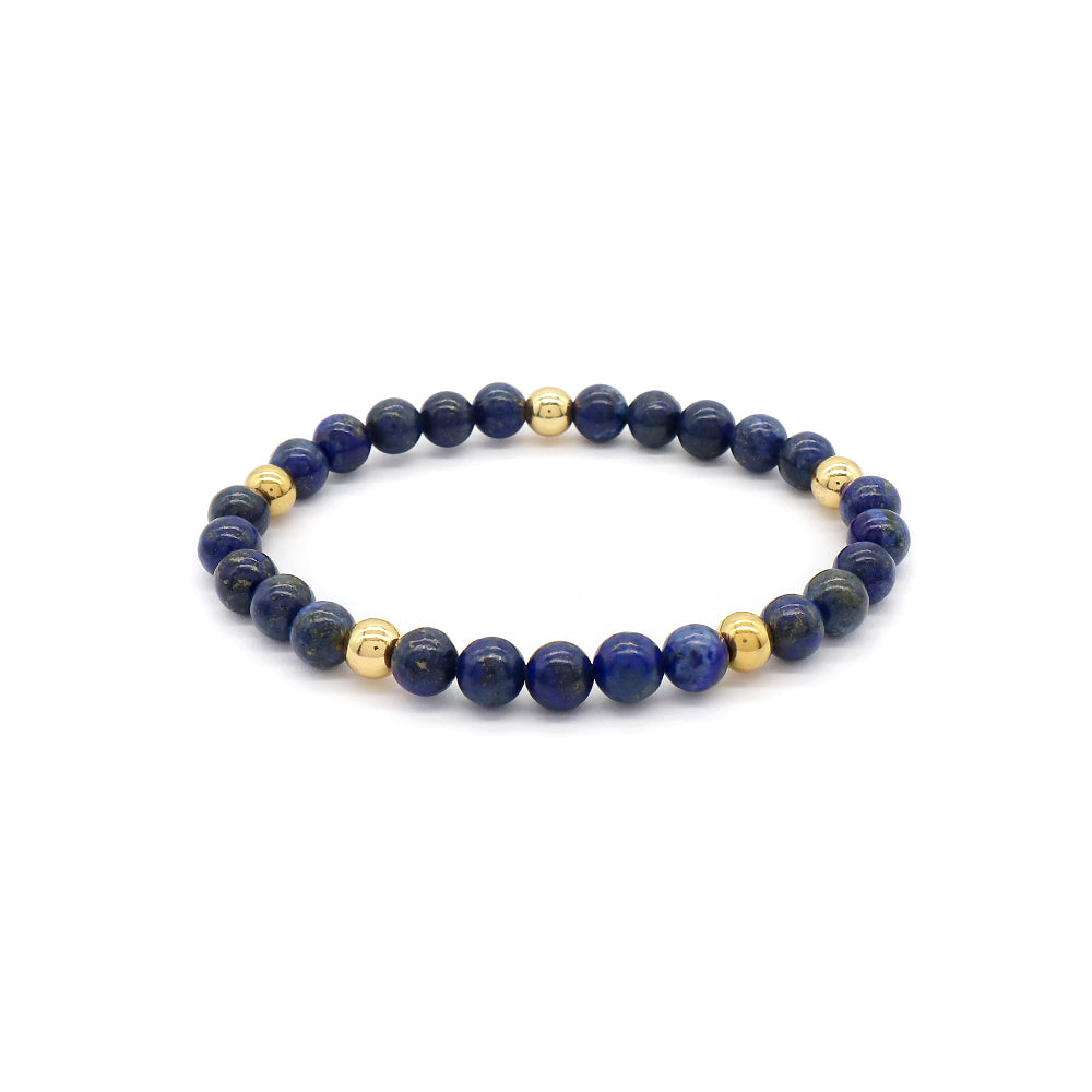 Custom Gold Plated Brass Beads 6mm Natural Stone Beads Gemstone Elastic Handmade Bracelet
