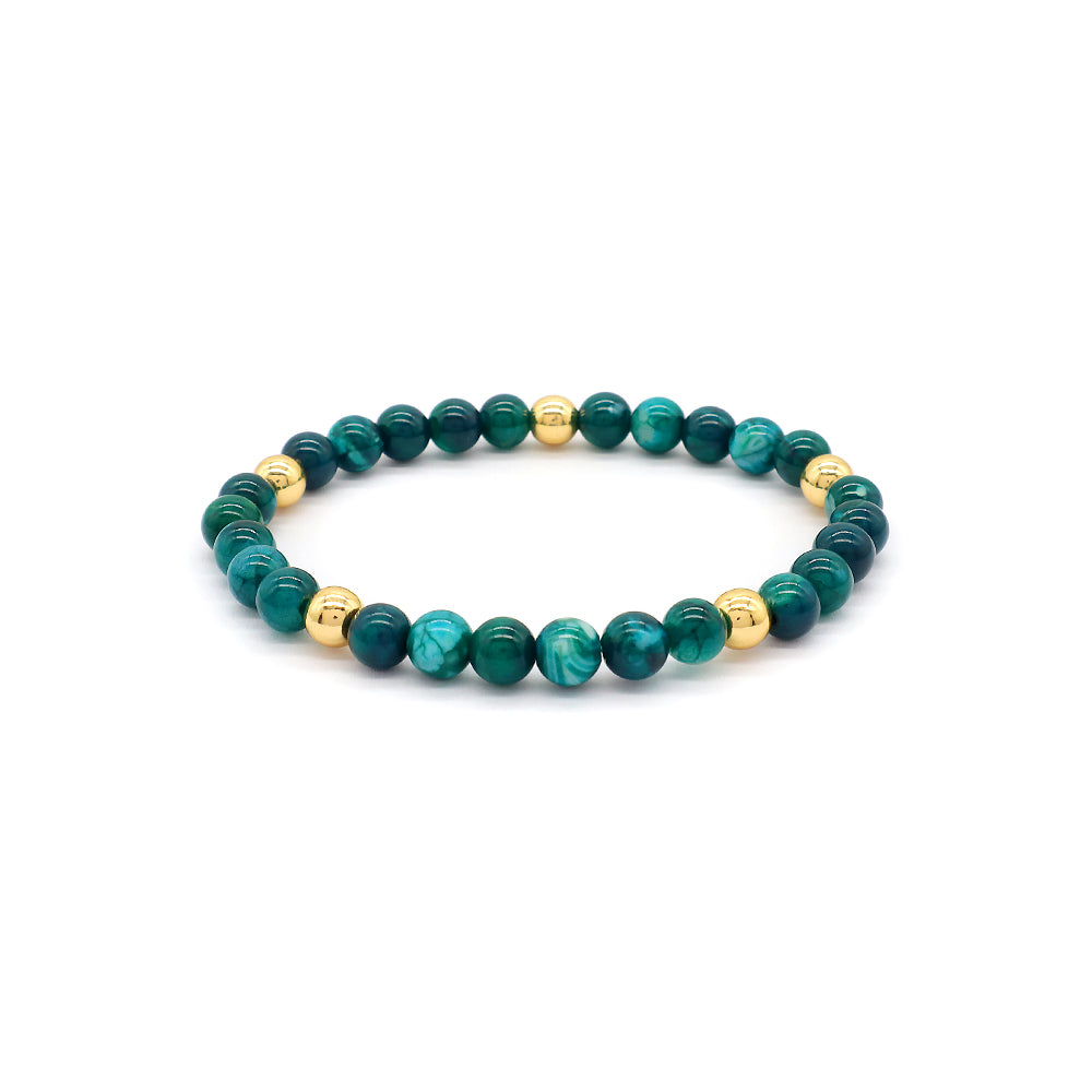 Custom Gold Plated Brass Beads 6mm Natural Stone Beads Gemstone Elastic Handmade Bracelet