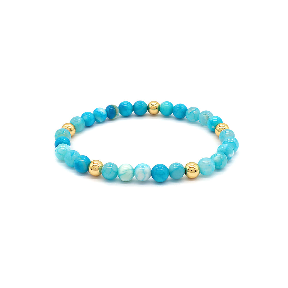 Custom Gold Plated Brass Beads 6mm Natural Stone Beads Gemstone Elastic Handmade Bracelet