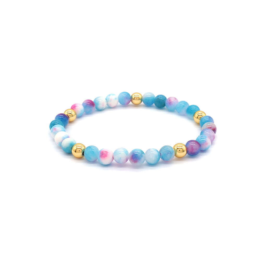 Custom Gold Plated Brass Beads 6mm Natural Stone Beads Gemstone Elastic Handmade Bracelet