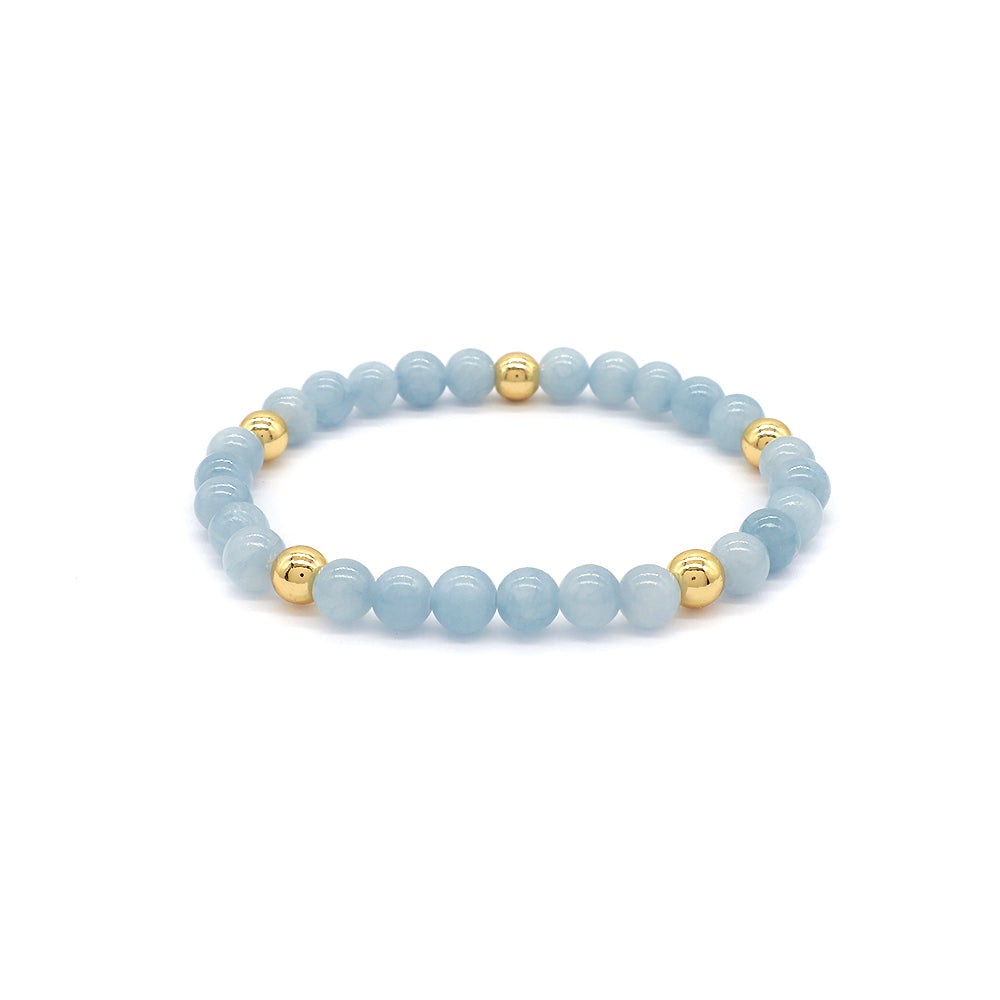 Custom Gold Plated Brass Beads 6mm Natural Stone Beads Gemstone Elastic Handmade Bracelet