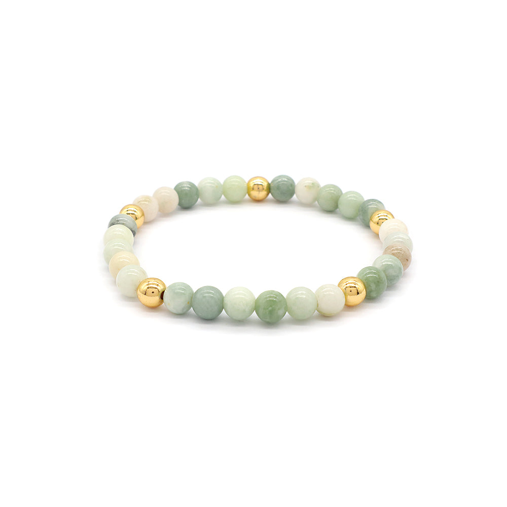 Custom Gold Plated Brass Beads 6mm Natural Stone Beads Gemstone Elastic Handmade Bracelet