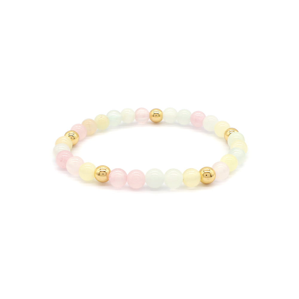 Custom Gold Plated Brass Beads 6mm Natural Stone Beads Gemstone Elastic Handmade Bracelet