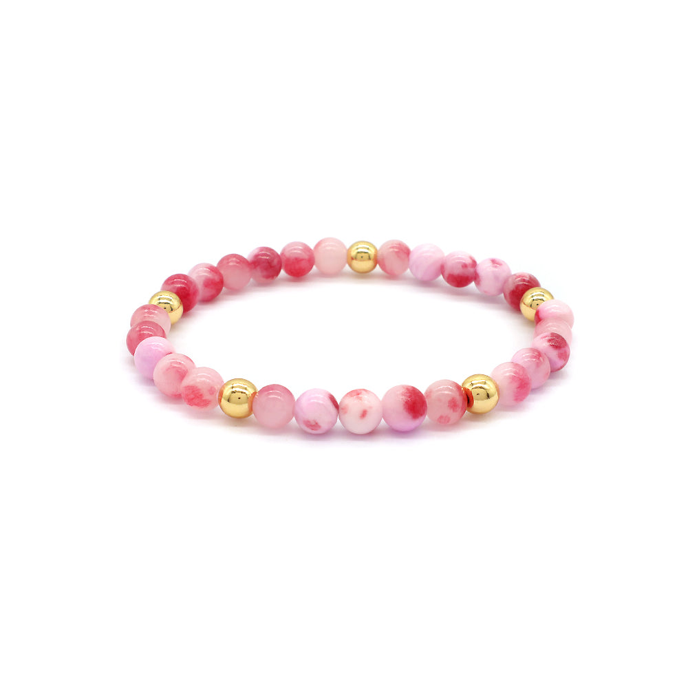 Custom Gold Plated Brass Beads 6mm Natural Stone Beads Gemstone Elastic Handmade Bracelet