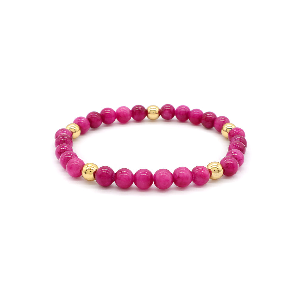 Custom Gold Plated Brass Beads 6mm Natural Stone Beads Gemstone Elastic Handmade Bracelet