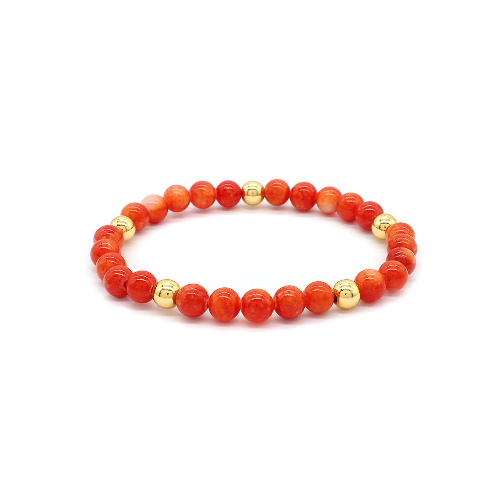 Custom Gold Plated Brass Beads 6mm Natural Stone Beads Gemstone Elastic Handmade Bracelet