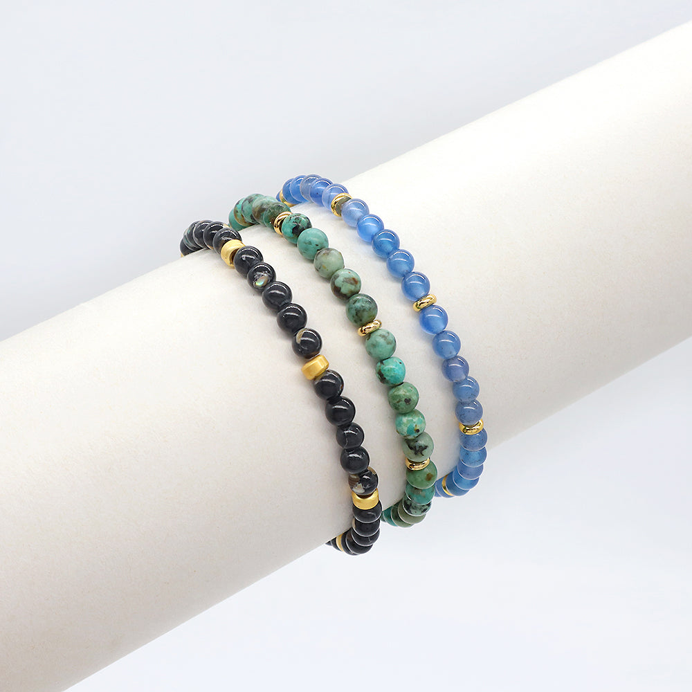 Custom 4mm Natural Stone Beads Gemstone Elastic Handmade Bracelet