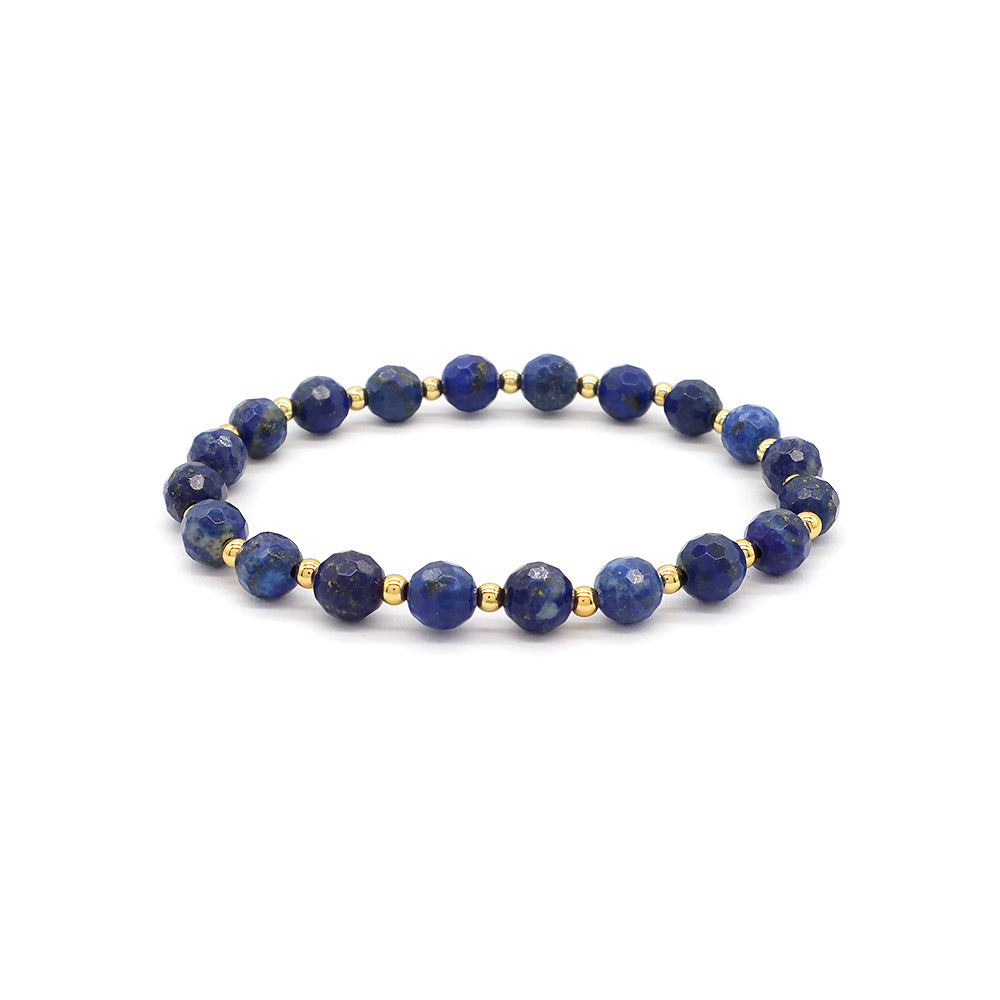 Custom Gold Plated Brass Beads 6mm Natural Stone Beads Gemstone Elastic Handmade Bracelet