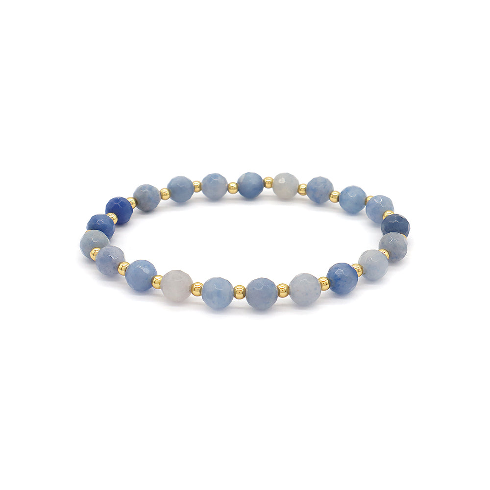 Custom Gold Plated Brass Beads 6mm Natural Stone Beads Gemstone Elastic Handmade Bracelet