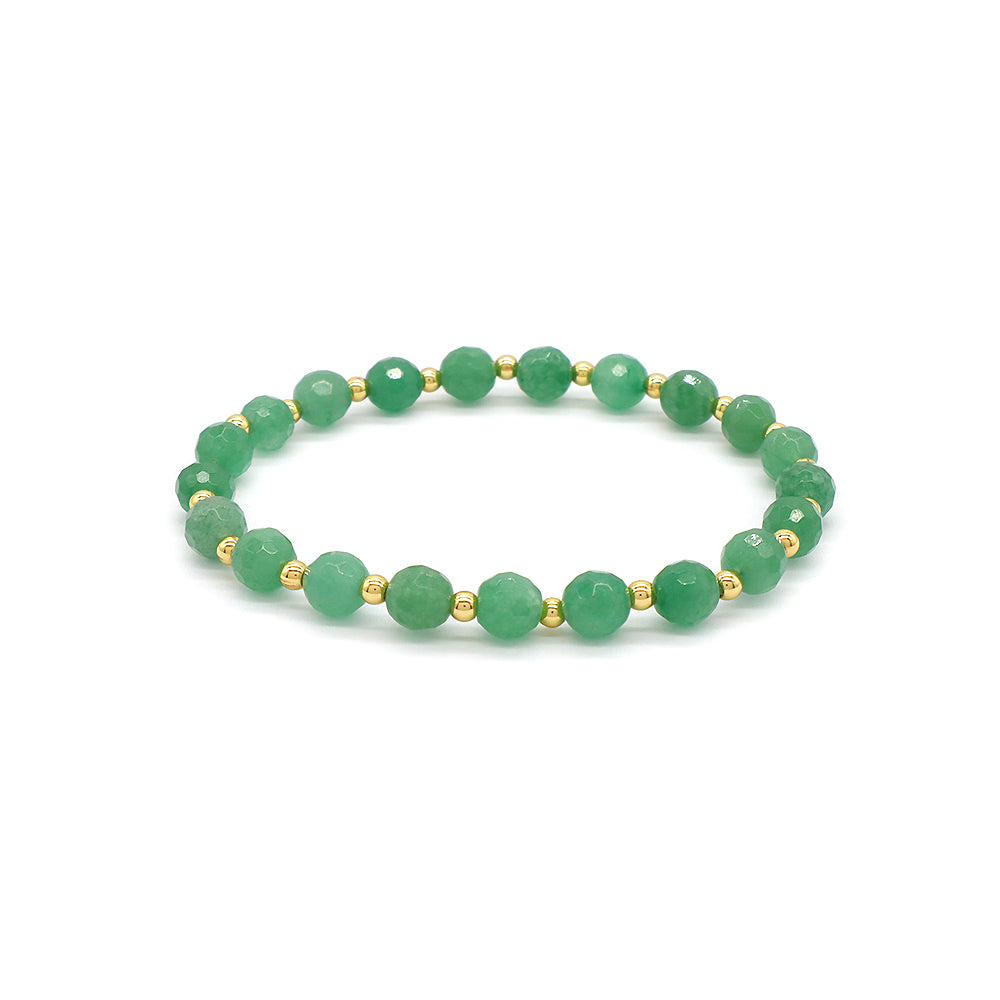 Custom Gold Plated Brass Beads 6mm Natural Stone Beads Gemstone Elastic Handmade Bracelet