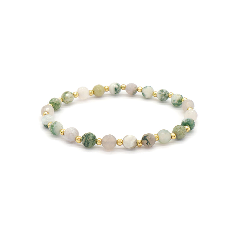 Custom Gold Plated Brass Beads 6mm Natural Stone Beads Gemstone Elastic Handmade Bracelet