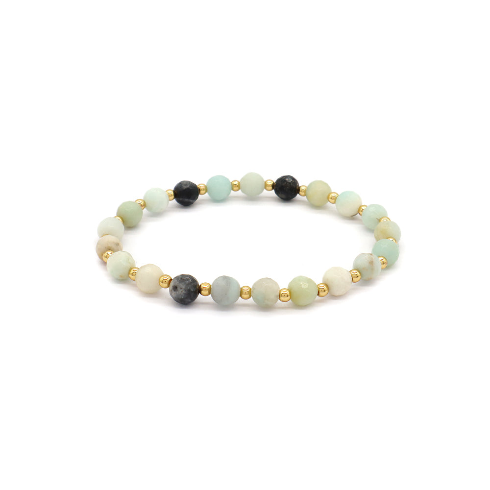 Custom Gold Plated Brass Beads 6mm Natural Stone Beads Gemstone Elastic Handmade Bracelet