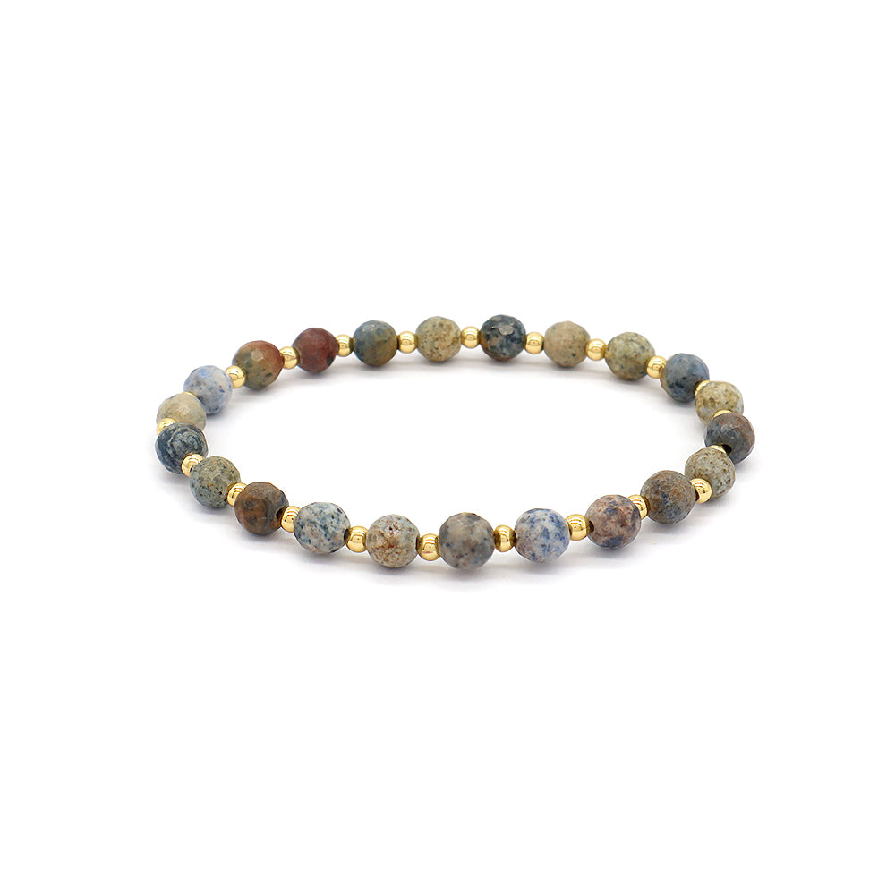 Custom Gold Plated Brass Beads 6mm Natural Stone Beads Gemstone Elastic Handmade Bracelet