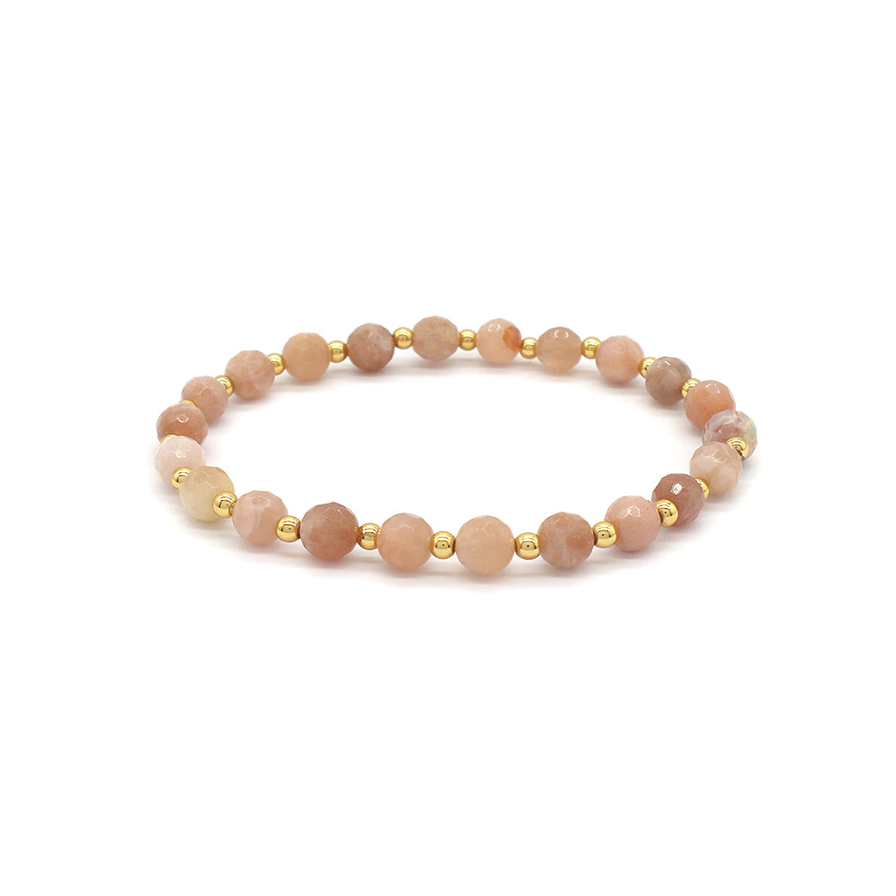 Custom Gold Plated Brass Beads 6mm Natural Stone Beads Gemstone Elastic Handmade Bracelet