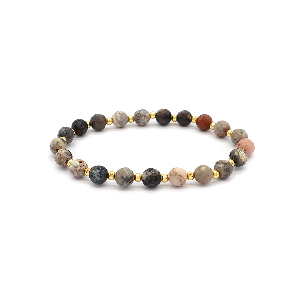 Custom Gold Plated Brass Beads 6mm Natural Stone Beads Gemstone Elastic Handmade Bracelet