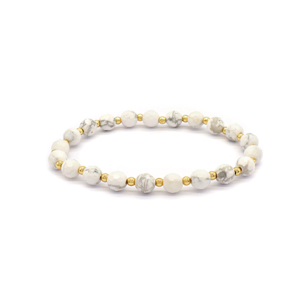 Custom Gold Plated Brass Beads 6mm Natural Stone Beads Gemstone Elastic Handmade Bracelet