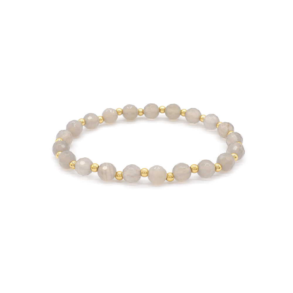 Custom Gold Plated Brass Beads 6mm Natural Stone Beads Gemstone Elastic Handmade Bracelet