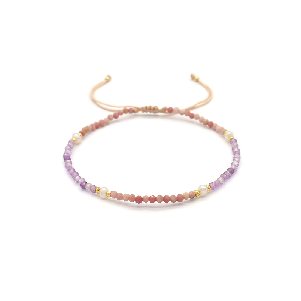 Handmade Customizable Natural Stone Beads Bracelet With Fresh Water Pearl Bracelet