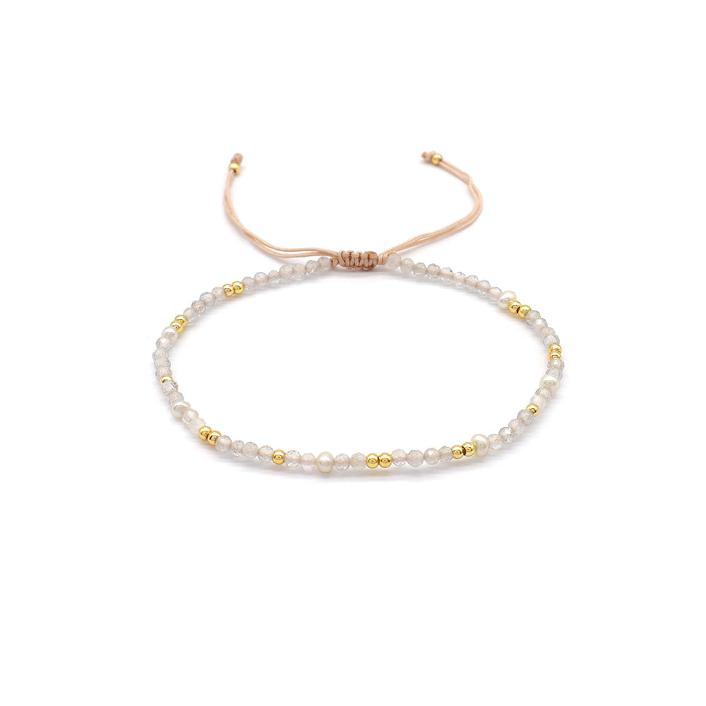 Custom Handmade Fashion Natural Stone Brass Beads With Fresh Water Pearl Bracelet