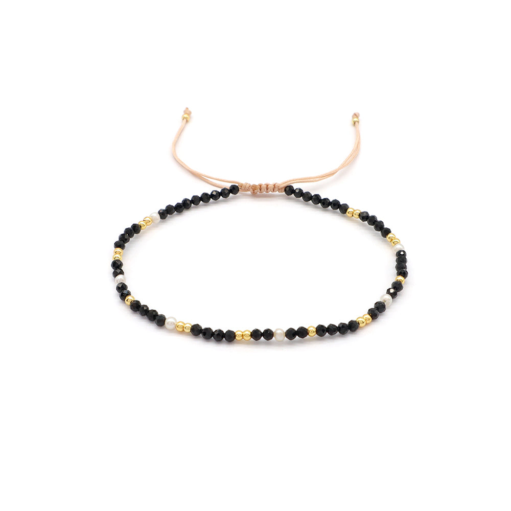 Custom Handmade Fashion Natural Stone Brass Beads With Fresh Water Pearl Bracelet