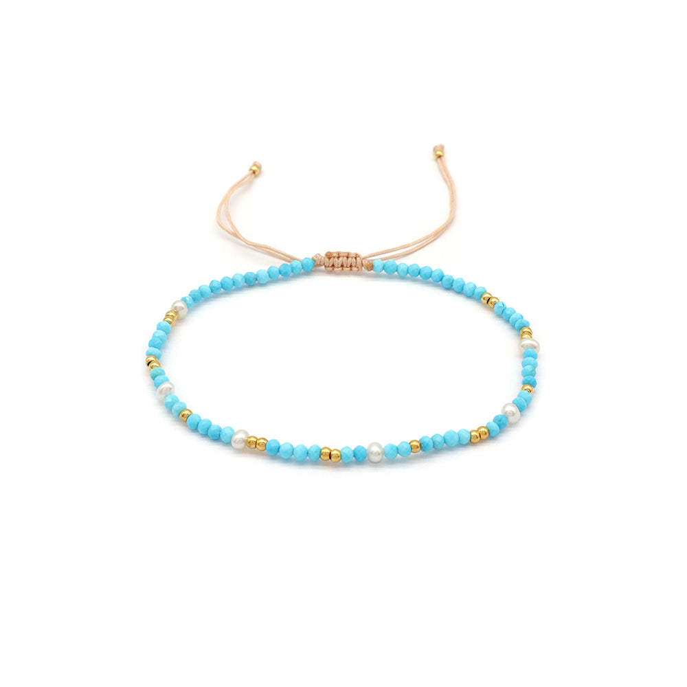 Custom Handmade Fashion Natural Stone Brass Beads With Fresh Water Pearl Bracelet